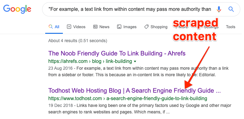 scraped content google