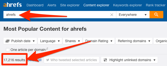 ahrefs brand search content explorer