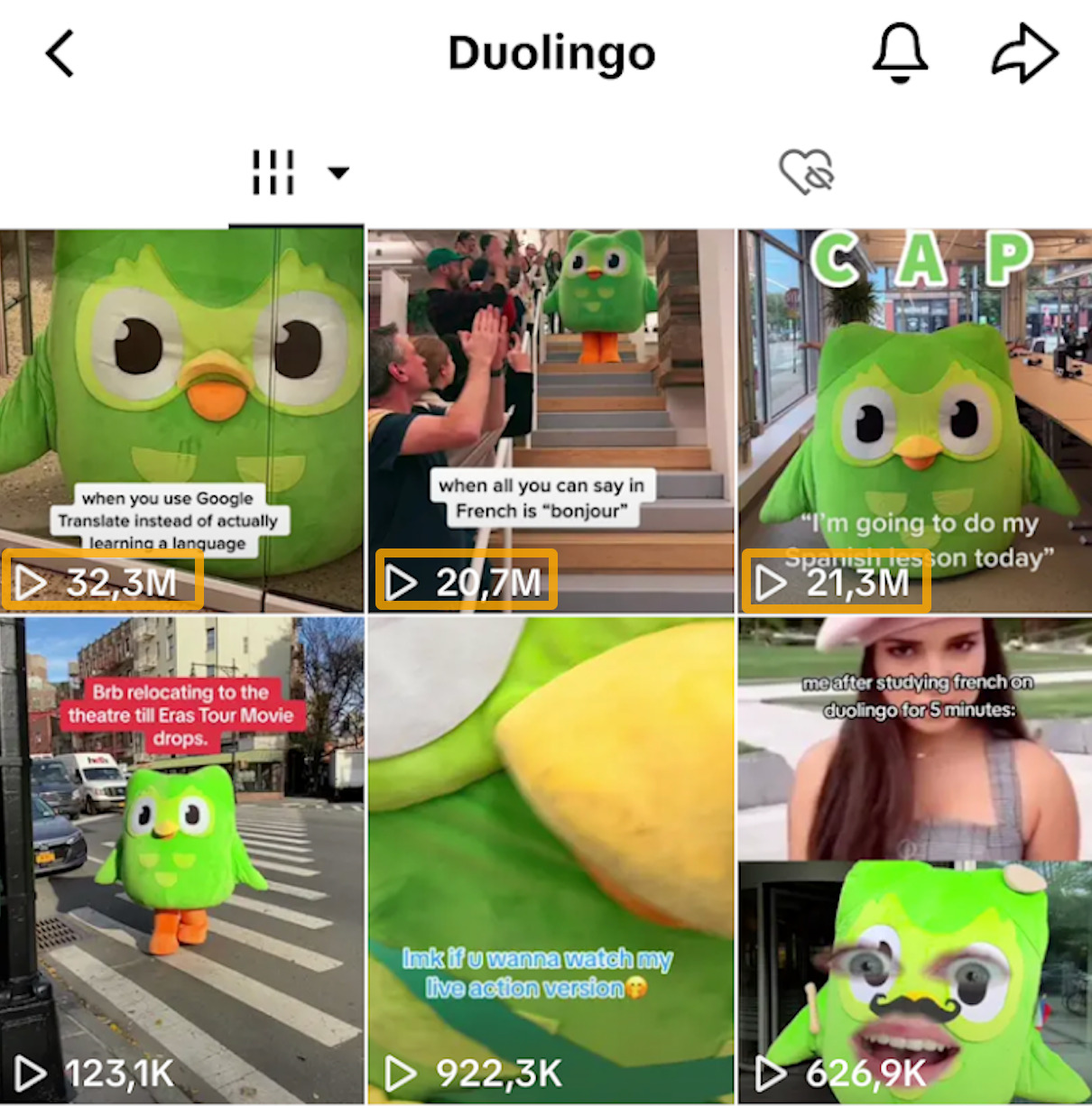 Duolingo's example of short, amateurish videos that went viral.